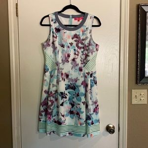 Catherine Malandrino, size 10 dress, blue and purple floral print